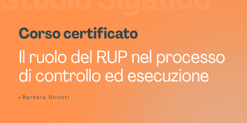 Il ruolo del RUP nel processo di controllo ed esecuzione